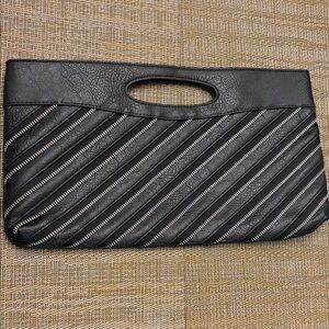 Clutch Zipper,Elegant Black Striped Women's Handbag